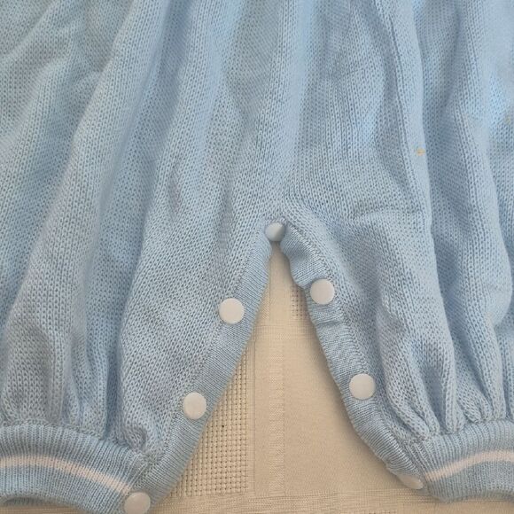 Charming Blue Baby Footie with Bear Embroidery - Picture 7 of 16